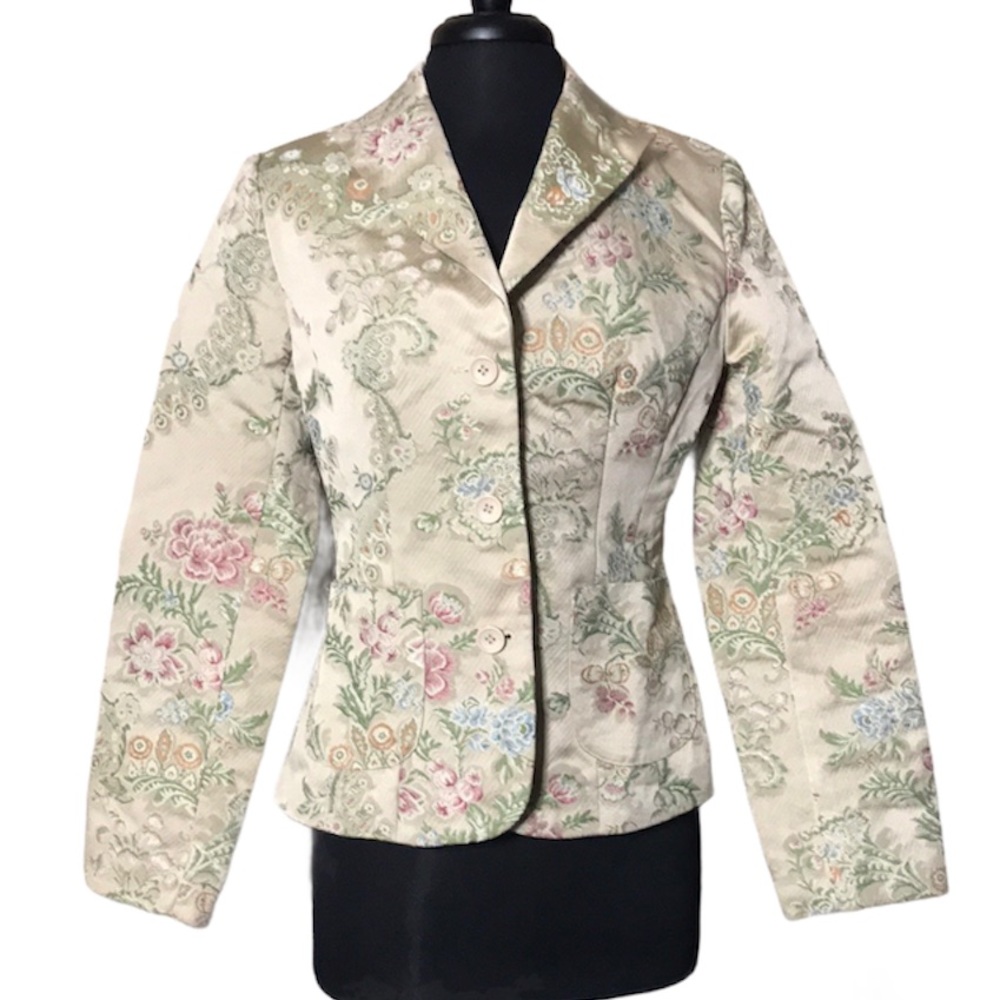 Kaity Blazer Brocade Tapestry Floral Jacket Size M